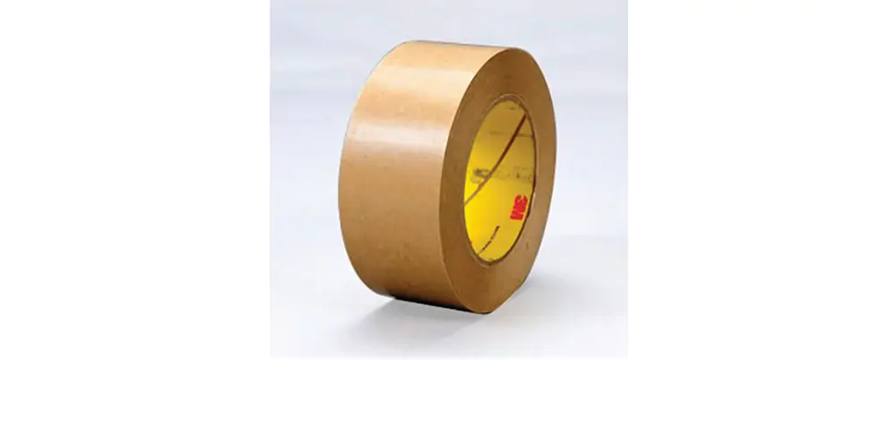 Roll of 3M 465 2 mil Laminating Adhesive on a brown kraft paper liner.