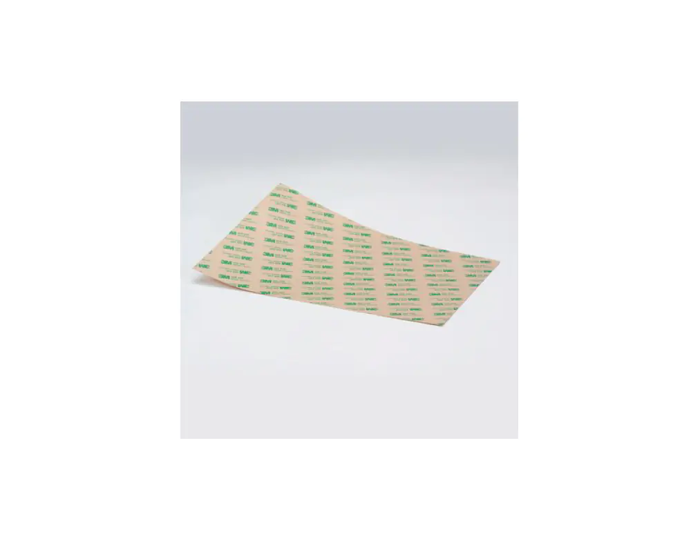 Sheet of 7955MP double linered acrylic adhesive on kraft paper with green 3M logo pattern.