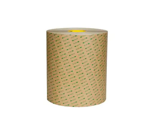 Brown roll of 93020LE High Strength Double Coat Tape with green 3M logo pattern.