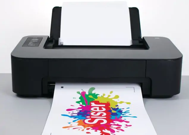 Easycolor DTV print exiting a desktop inkjet printer