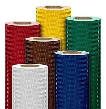 Red, yellow, green, brown, blue and white rolls with 3430 Engineering Prismatic Reflective
