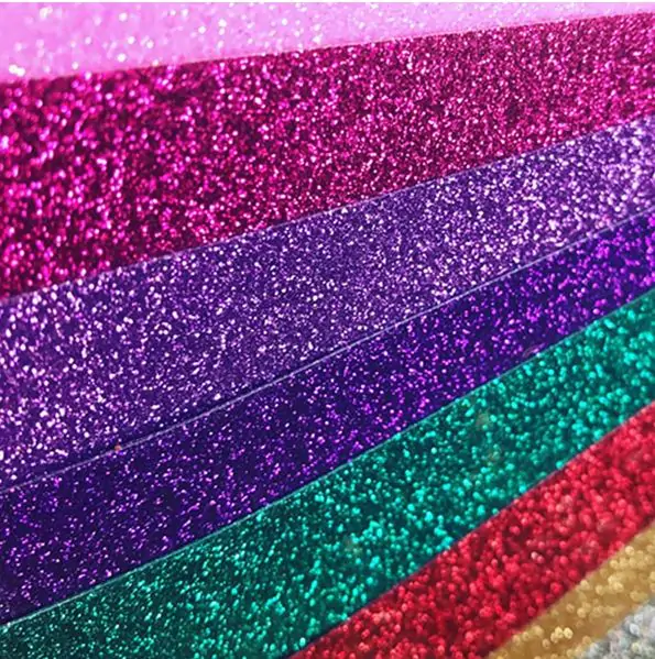 EasyPSV Glitter with Permanent Adhesive in pink, purple, green, red, golden, and silver colours
