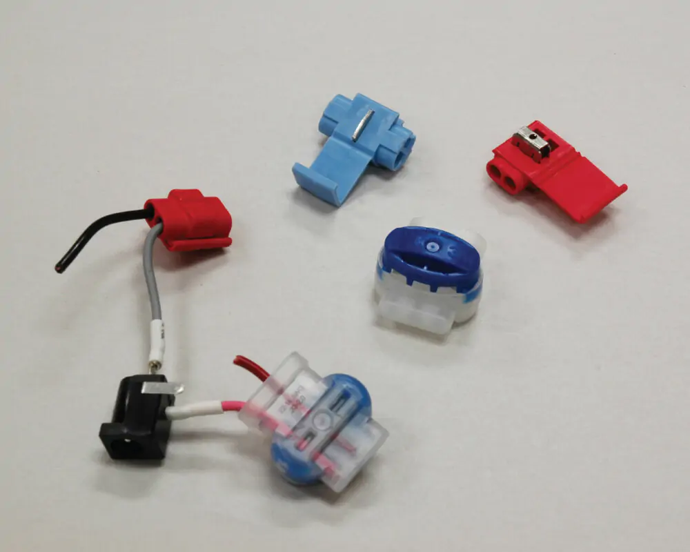 Blue, red, and black IDC Electrical Connectors.