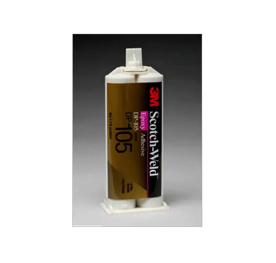 White tube of Scotch-Weld Epoxy Structural Adhesive DP105 with black and brown label.