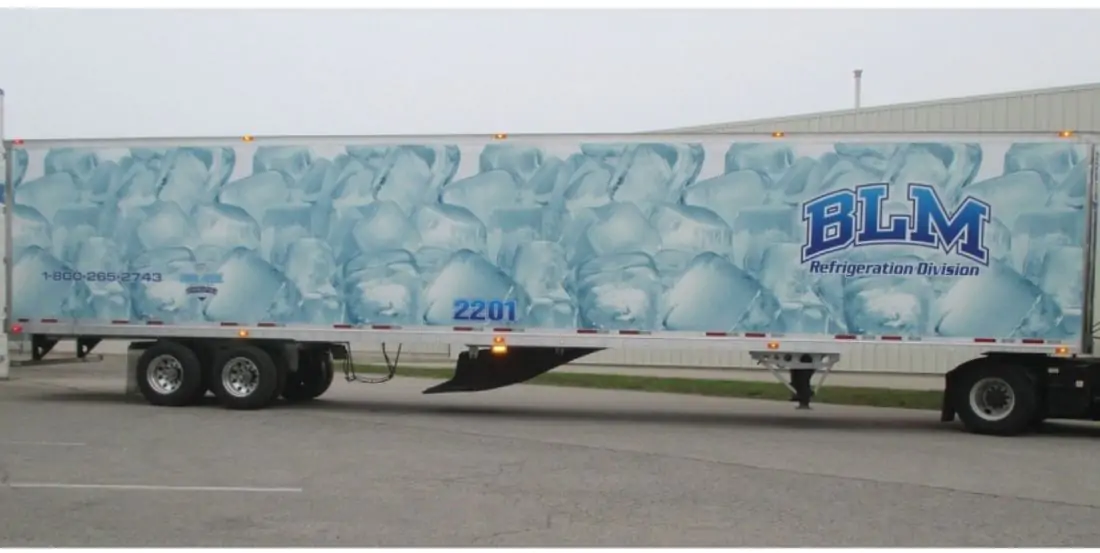 IJ160C-10 Matte Removable blue BLM print with ice cube images around the truck
