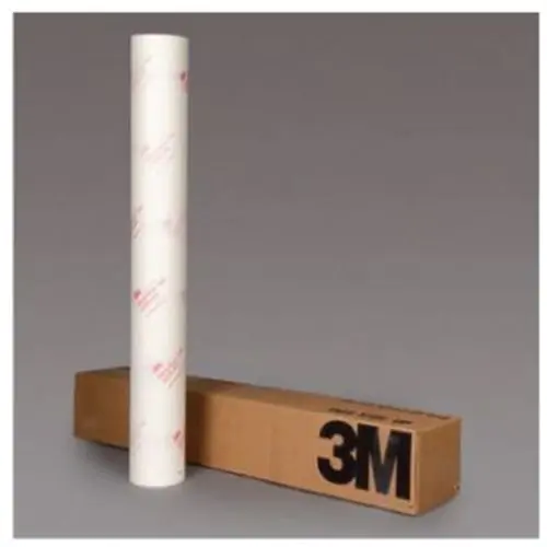 White roll of 3M Premask standing vertically. 3M cardboard box laying beside the roll.