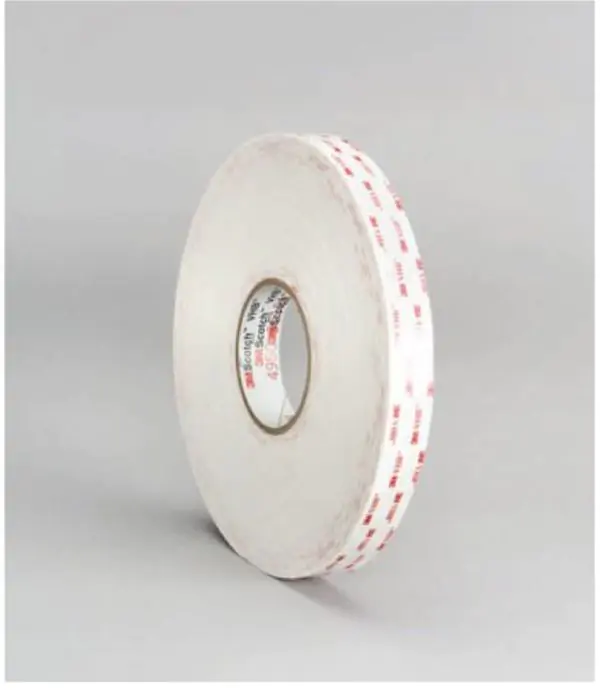 White roll of 3M VHB 4930 Acrylic Foam Tape with red lettering pattern.