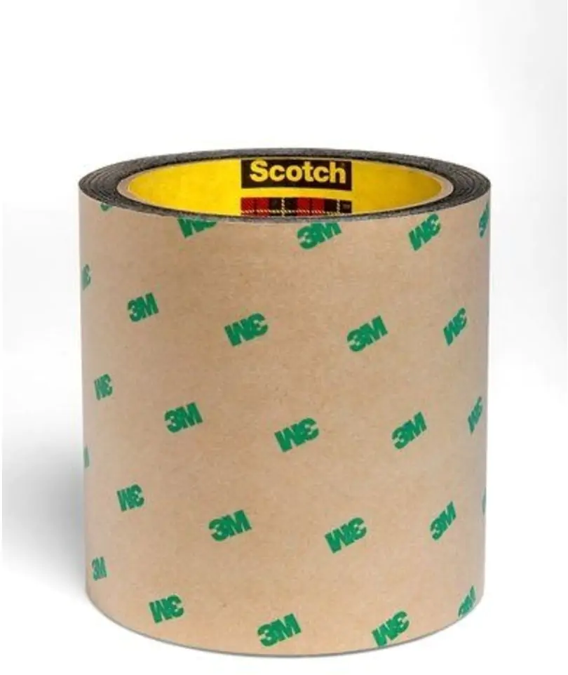 Brown roll of 3M 9690 Double Coated Adhesive with green 3M logo pattern.