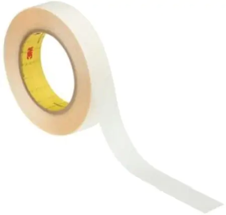Roll of clear 3M 9088-200 Double Coated High Tack Tape, the beginning  of which is partially unrolled.