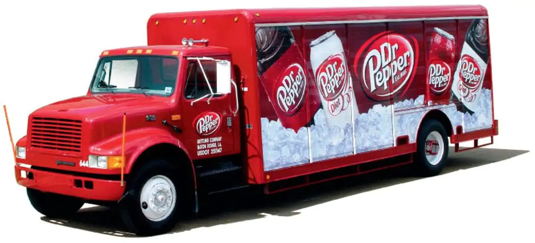 Big red Dr. Pepper truck with 8528 Cast UV Resistant Overlaminate all around
