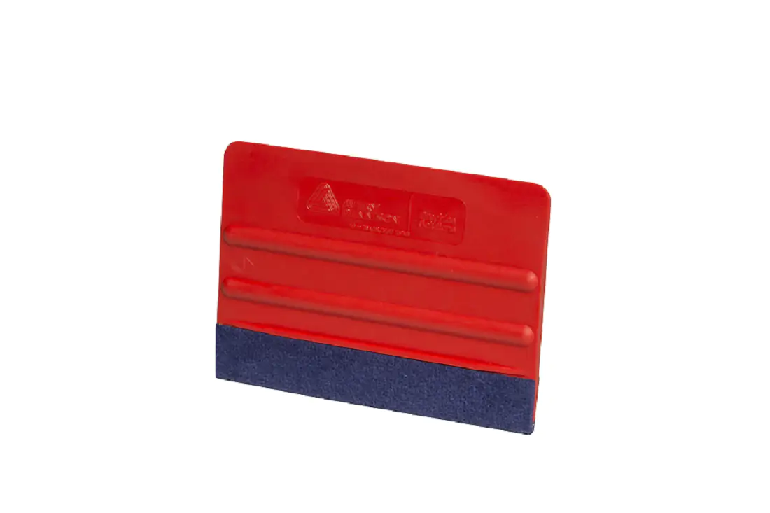 Red Avery Pro Flex Felt Edge Squeegee with blue felt-wrapped edge