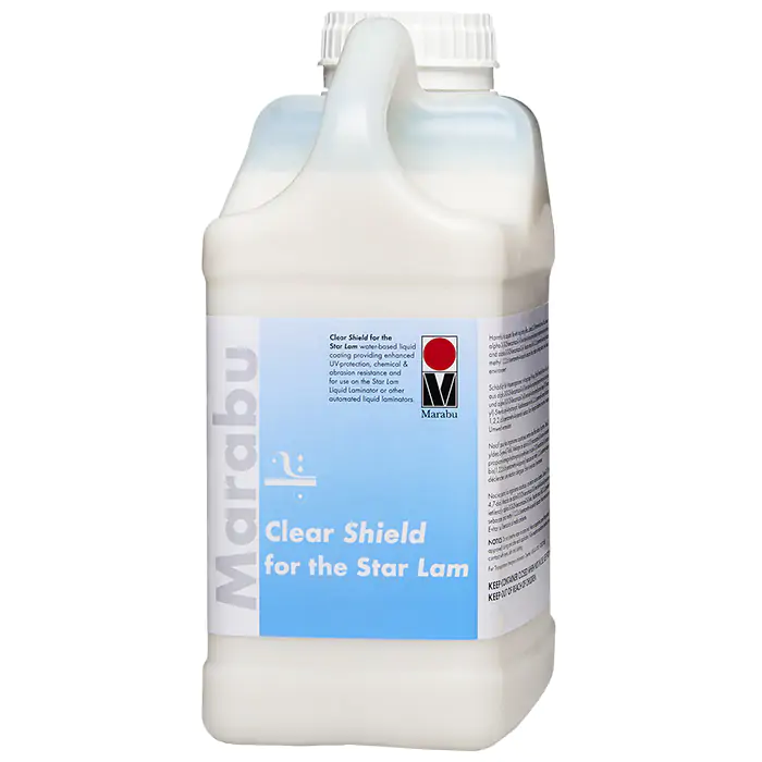 White jug of ClearShield StarLam Liquid Laminate with blue label.