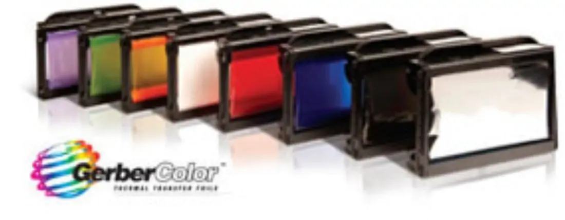 8 colours of GCX Special Effects Foils in a line with GerberColor logo below. Colours include Purple, Green, Orange, White, Red, Blue, Black, and Silver.