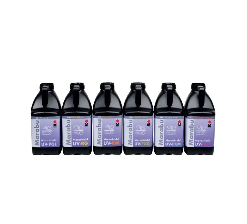 6 jugs of Marabu UV liquid laminate