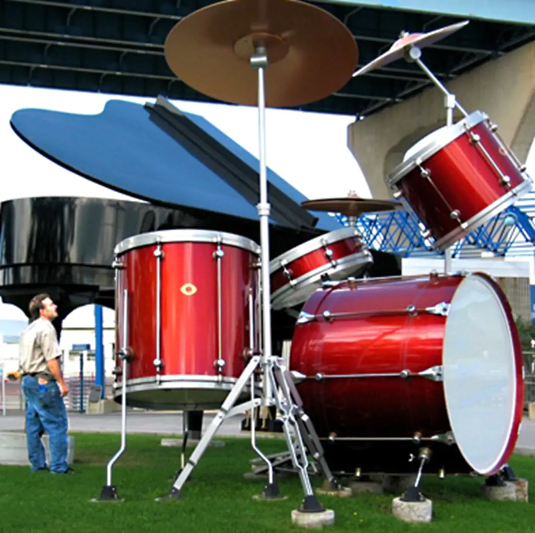 Giant drum set painted with Matthews Satin Metallic